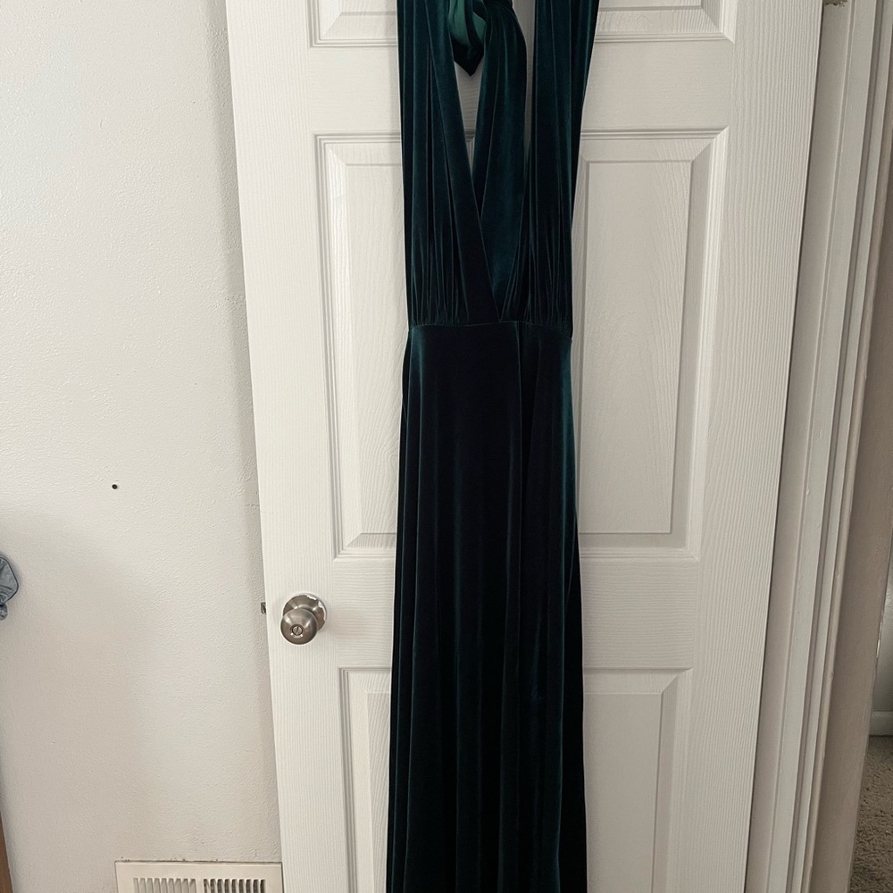 Green Halter Maxi Gown for Wedding Guest